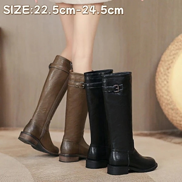 【 2026年新型 】 1～3日出荷 ブーツ レディース ロングブーツ ジョッキーブーツ ロング フラットジョッキーブーツ レディース ロングブーツ チャンキーヒール 3.5cm ローヒール レディー