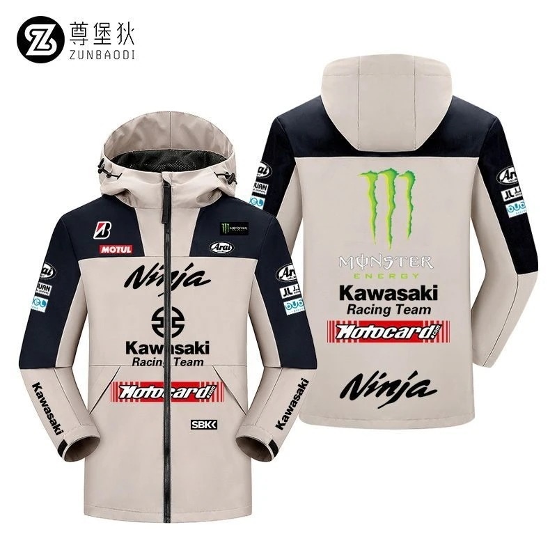 川崎ninjaオートバイのライディング服のコート川崎チームのレース服保温三合一突撃服
