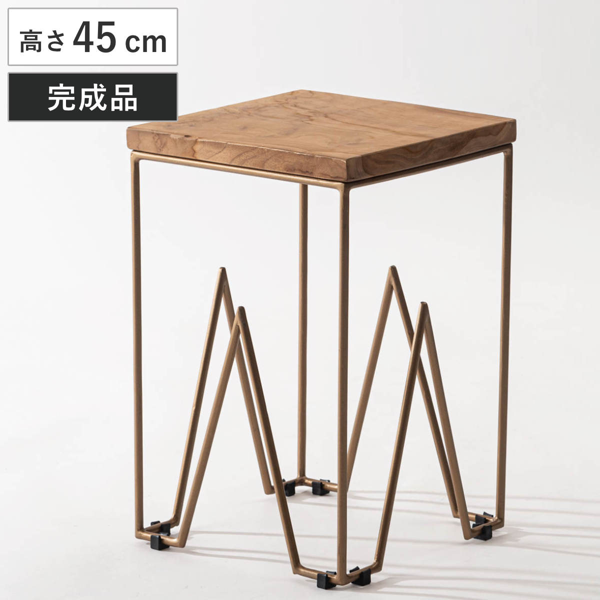 スツール 高さ45cm 木製天板 完成品 チェア チェアー 1人掛け イス いす 椅子 腰掛け 木製 天然木 キッチン 背もたれなし 四角 サイドテーブル 軽量 来客用 サブチェア 玄関