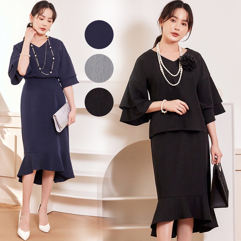 エレガントなワンピース風フォーマルセットアップ 2点セット入園式 卒業式 入学式 ウエストゴム 謝恩会 式典 発表会 食事会 女子会 20代 30代 40代 50代 G88516