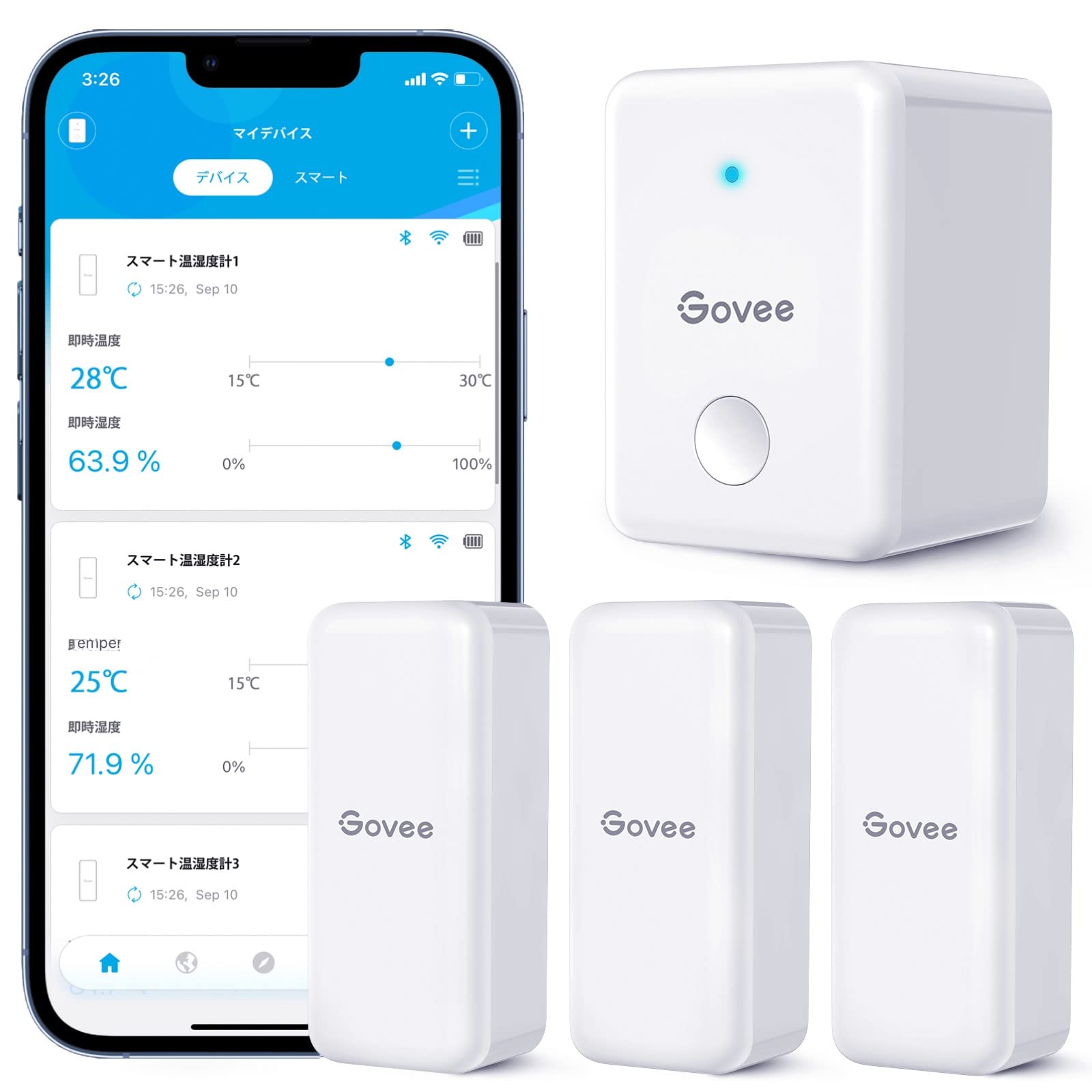 WiFi 温湿度計 温度計 湿度計 デジタル ワイヤレス 高精度 乾燥対策 アラーム 異常通知 インテリア コンパクト センサー3つ ゲートウェイ1つ インフルエンザ対策 温湿度管理 温室 地下室 爬
