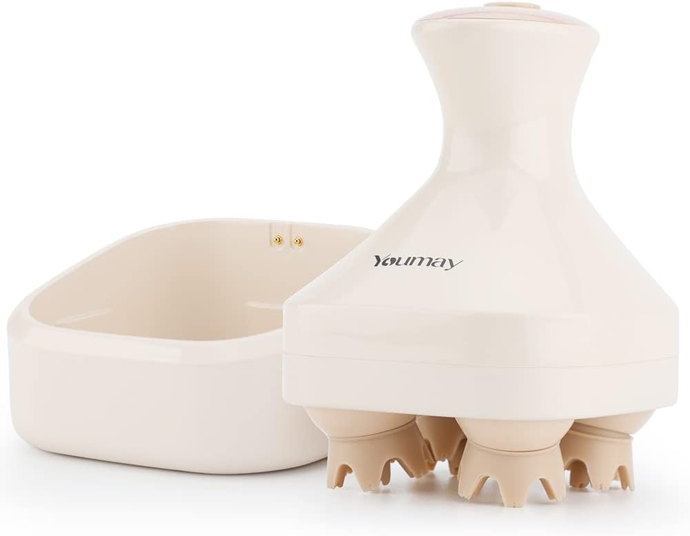 Youmay 電動ブラシ 水深1mまでのIPX7防水 ワンタッチで電源オン 2種類動作スピード 4種類動作モード USB充電台座付き (セット（ピンク）)