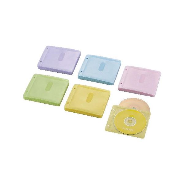 (まとめ)エレコム Blu-ray・CD・DVD対応不織布ケース 2穴 CCD-NBWB120ASO(×5セット)