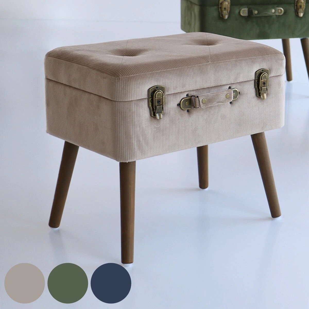 スツール 幅50cm Pick Stool 収納 トランク ベンチ トランクベンチ 座面高46cm アンティーク風 座れる おしゃれ ブラウン カーキ ネイビー