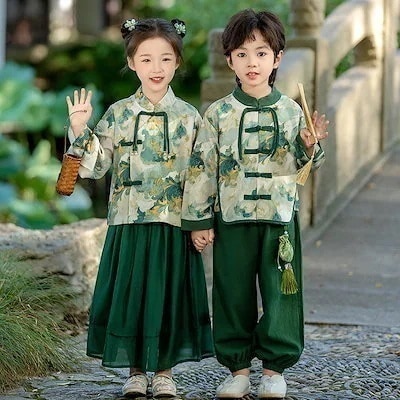 【2枚購入で100円OFF】民族ナチュラルエスニック復古写真撮影パーティー用演出 中国子供男子女子2点セットアップ 品質良い