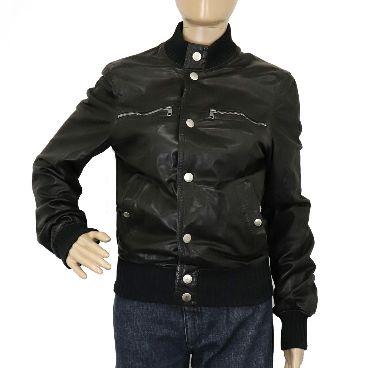 シェリーライン ボンバージャケット レザージャケット ブルゾン 牛革 ブラック 黒 #44 23824
