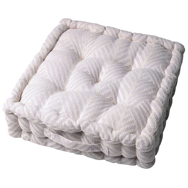 インド綿使用 フロアクッション/座布団 [2枚組 ホワイト] 42x42x10cm 『クラック』