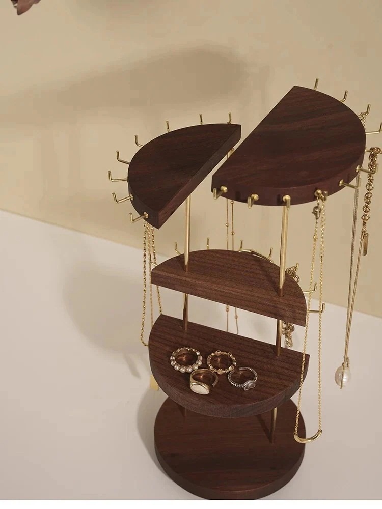 激安セール 胡桃 回転可能 多機能回転棚 ネックレス収納棚 ブレスレット 指輪収納棚 大容量 家庭用 デザインセンス アクセサリー展示棚-a01