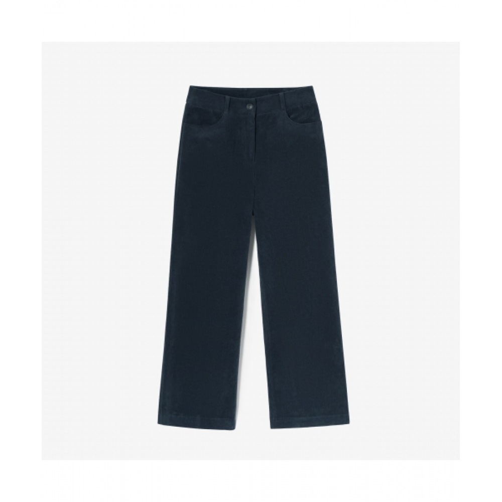 LACOSTE レディースセミワイドコーデュロイパンツ [ブルー]
