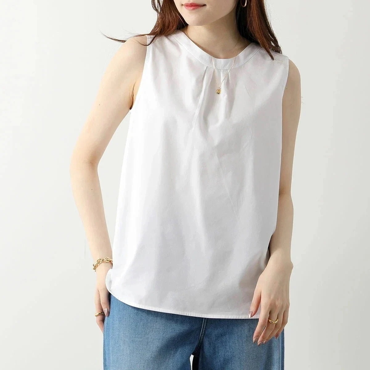 S MAX MARA エス マックスマーラ ノースリーブブラウス OFELIA レディース ピュア コットン ポプリン トップ タンクトップ タイ 001 【mega】