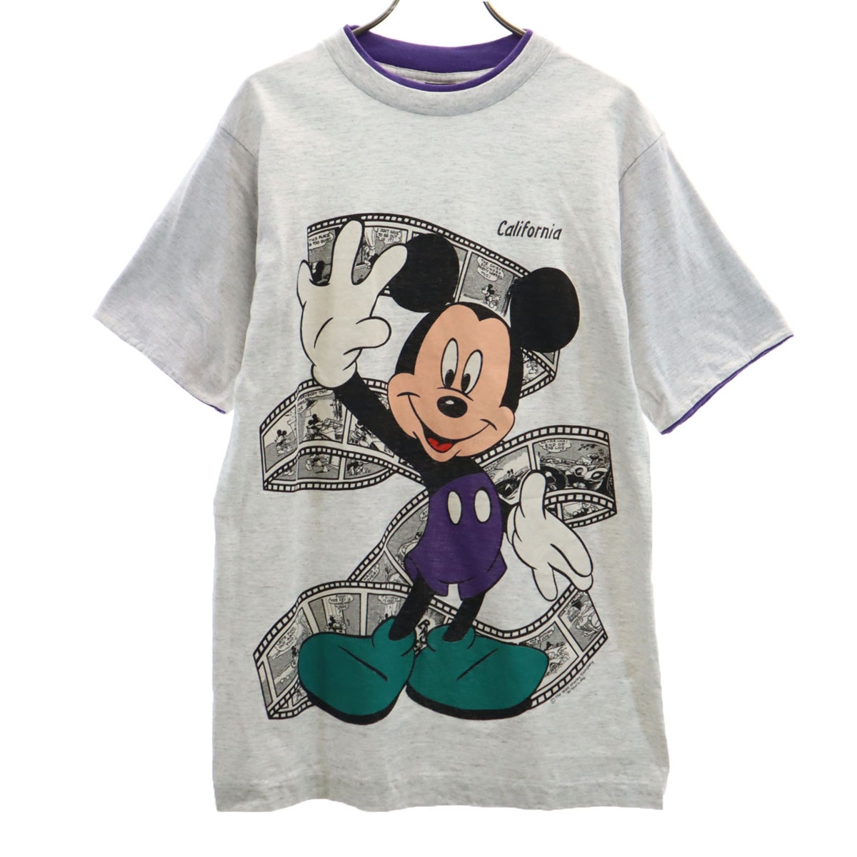 SHERRY’S シェリーズ 90s USA製 オールド ディズニー ミッキーマウス 半袖 Tシャツ M グレー キャラクター メンズ 古着