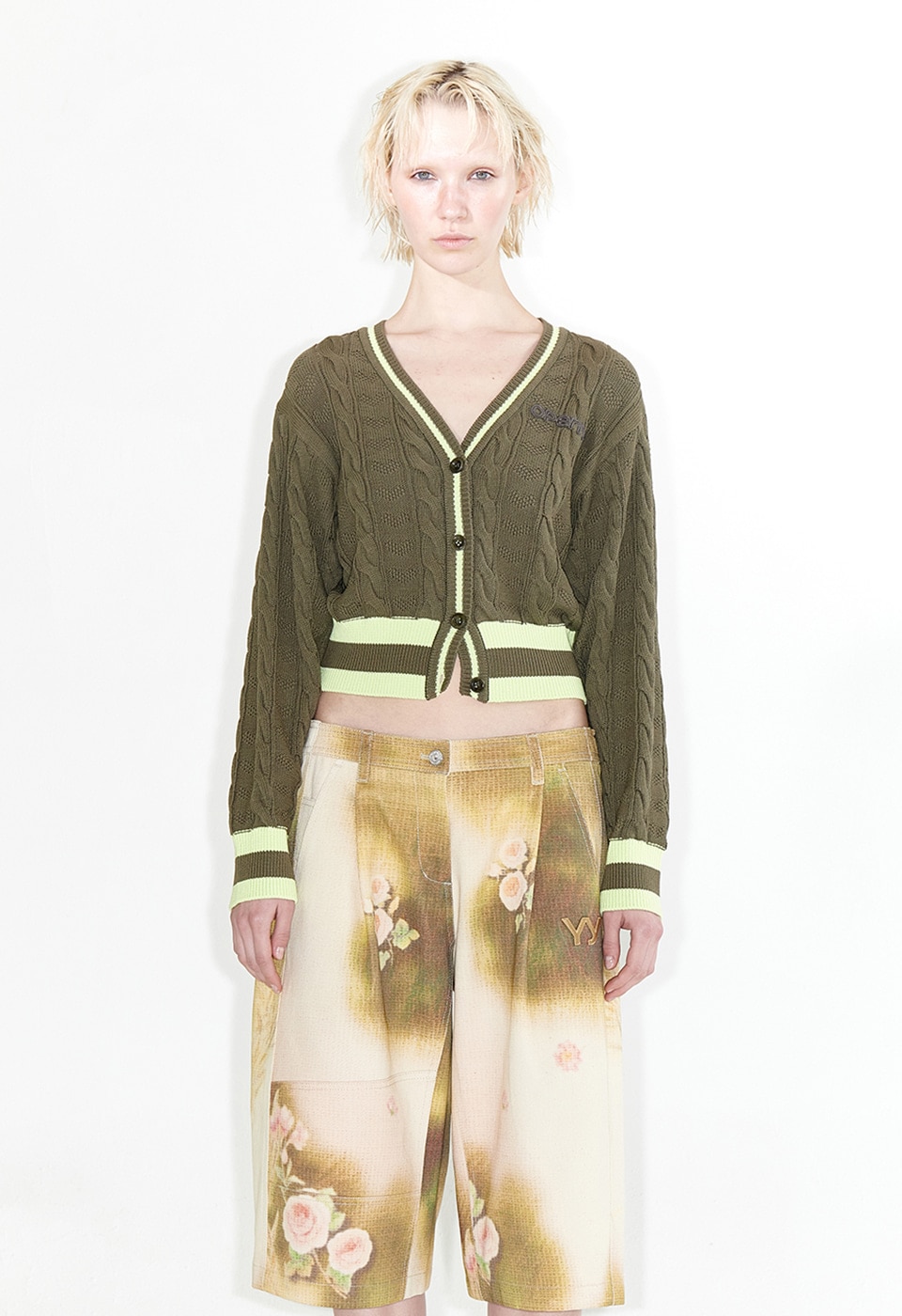 【OPEN Yy】 HEART&CABLE CARDIGAN : KHAKI
