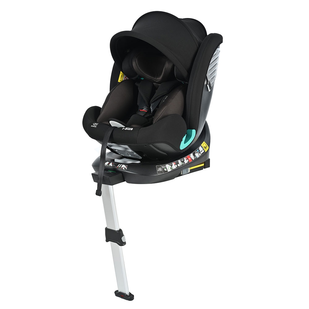 【サーポットレッグ】チャイルドシート 新生児 ISOFIX 0歳～12歳 360度回転式 40～150cm ジュニアシート 調節可能 洗える キャノピー付き ベビーシート 出産祝い 車【ブラック+ブラ