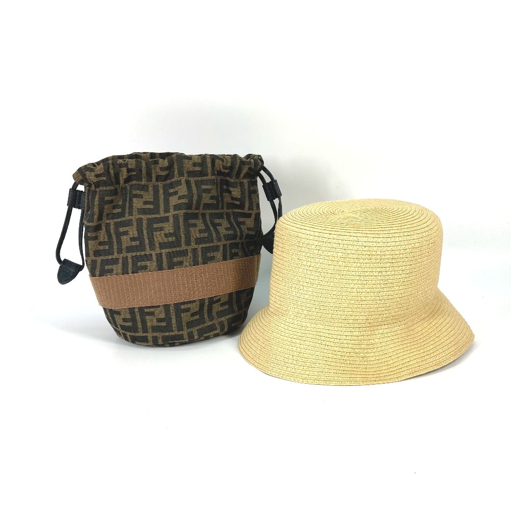ハット FXQ891 AIJE RAFFIA BUCKET Hat バケットハット＆巾着バッグ ハンドバッグ ハット帽 帽子 バケットハット ボブハット レザー ベージュ