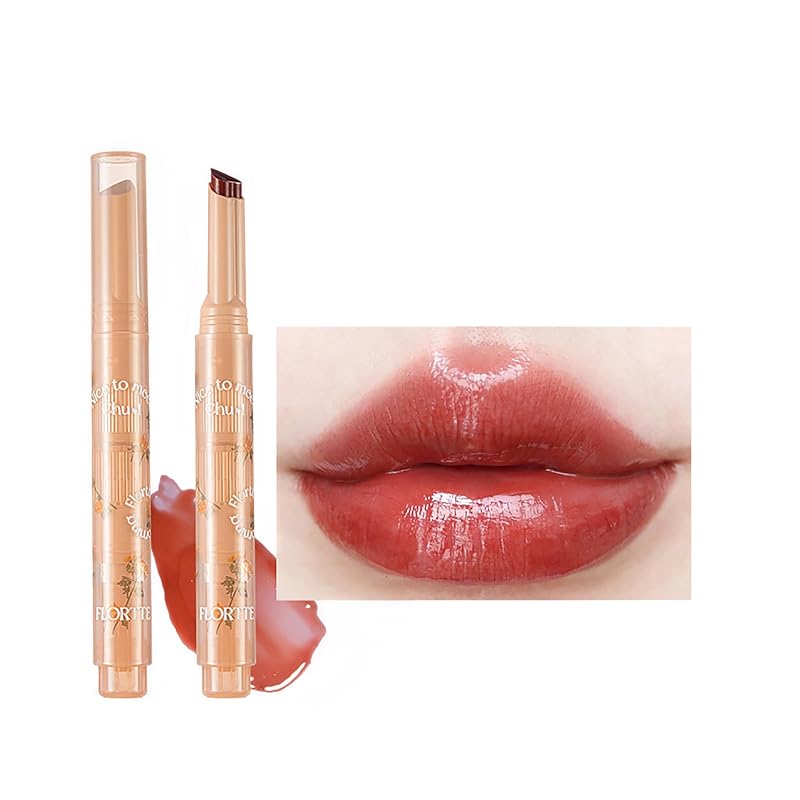 Flortte リップグロス 高発色 リップ 血色 垢ぬけメイク 落ちない 保湿口紅 光沢 ロングラスティング 長持ち 色ムラゼロ つき防止 （#12）