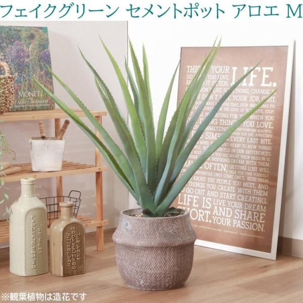 人工観葉植物 アロエ Mサイズ デザイン セメントポット フェイクグリーン 造花 室内 ガーデン 観賞用植物 グリーン
