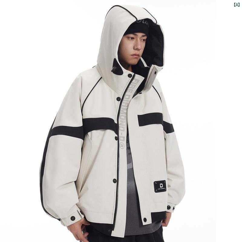 メンズ　ファッション　カジュアル アメリカン レトロ 配色 作業着 ダウン ジャケット 冬 厚手 暖かい アヒル カップル