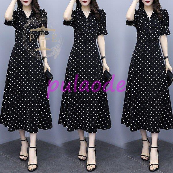 ワンピース レディース 40代 きれいめ 夏 マキシワンピース 半袖 ドット柄 Vネック 大きいサイズ パーティードレス おしゃれ 可愛い 大人 通勤 上品 着痩せ 新品