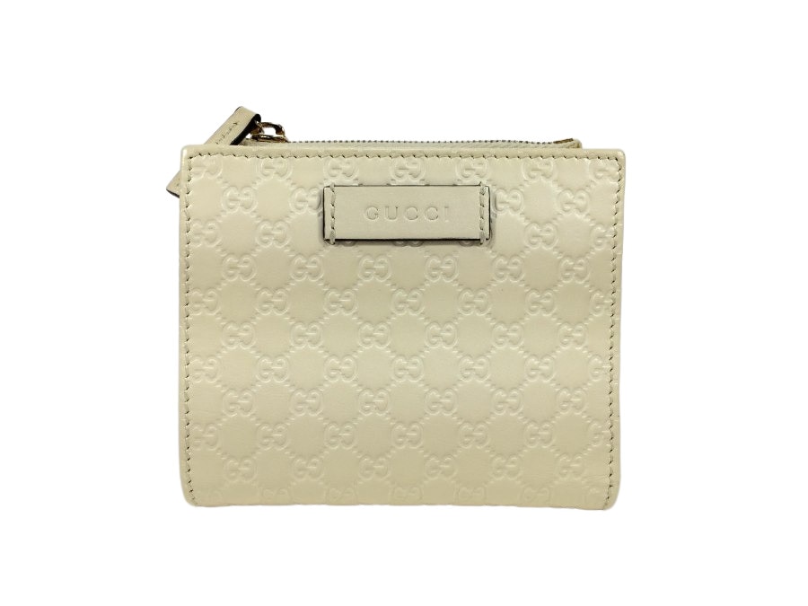財布 二つ折り GG マイクロ シマ コンパクトウォレット ホワイト 中古品