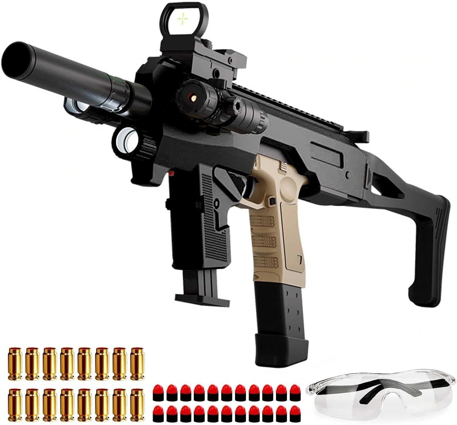 ハンドガン風おもちゃ銃 DIY変形組立 2つの外観を切り替える 取り外し可能 グロックピストル ライフル おもちゃ拳銃 モデルガン 排莢式 トイガン ソフト弾丸銃 スポンジ弾 おもちゃの銃 誕生日プレ