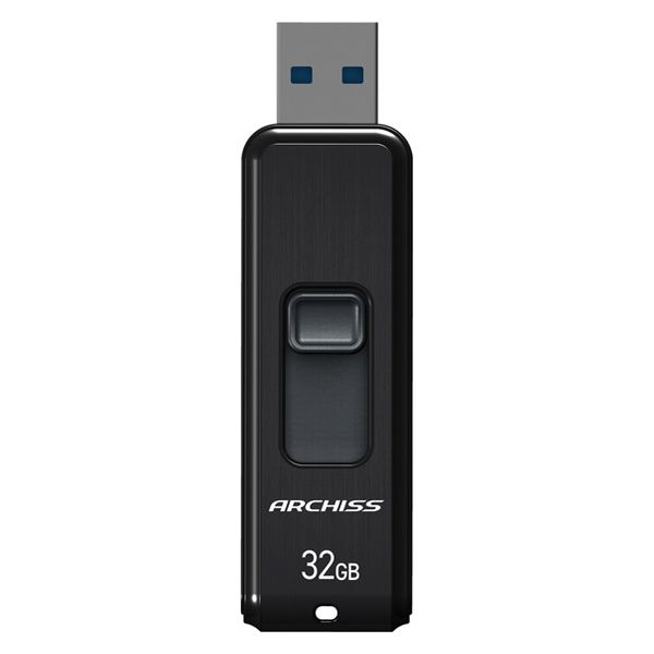 （まとめ買い）アーキス USB3.2 フラッシュメモリ スライド式 32GB ブラック AS-032GU3-PSB [x3]