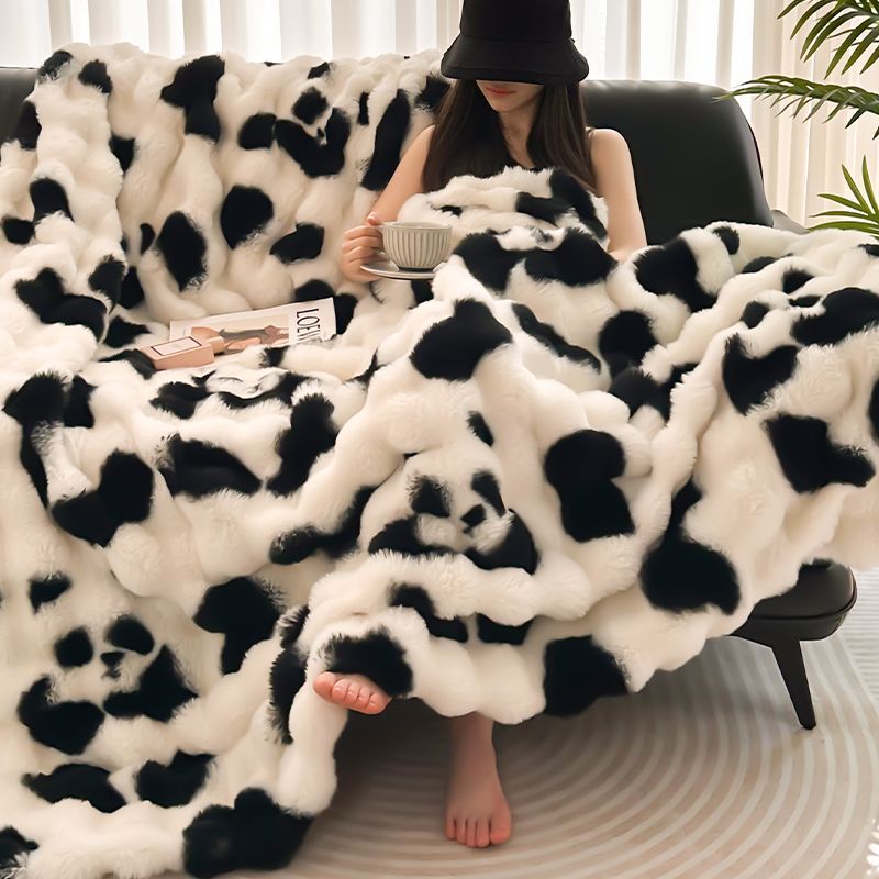 ウサギぬいぐるみブランケット冬厚手スローブランケットオフィス昼寝ブランケットショールソファブランケットコーラルベルベットブランケット小さなキルト