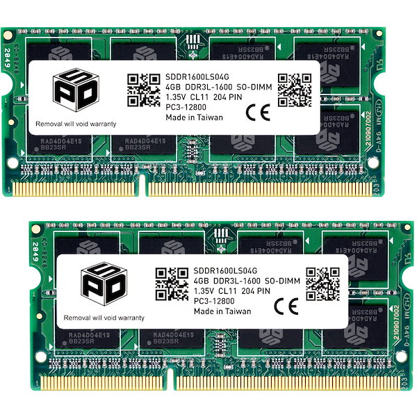 ノートPC用メモリ SPD DDR3L 1600 SO-DIMM 8GB(8GBx1枚) PC3 12800 1.35V CL11 204 PIN 5年保証 翌日配達送料無料