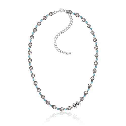 【SCUDO】 dust grey pearl blue necklace 正規品