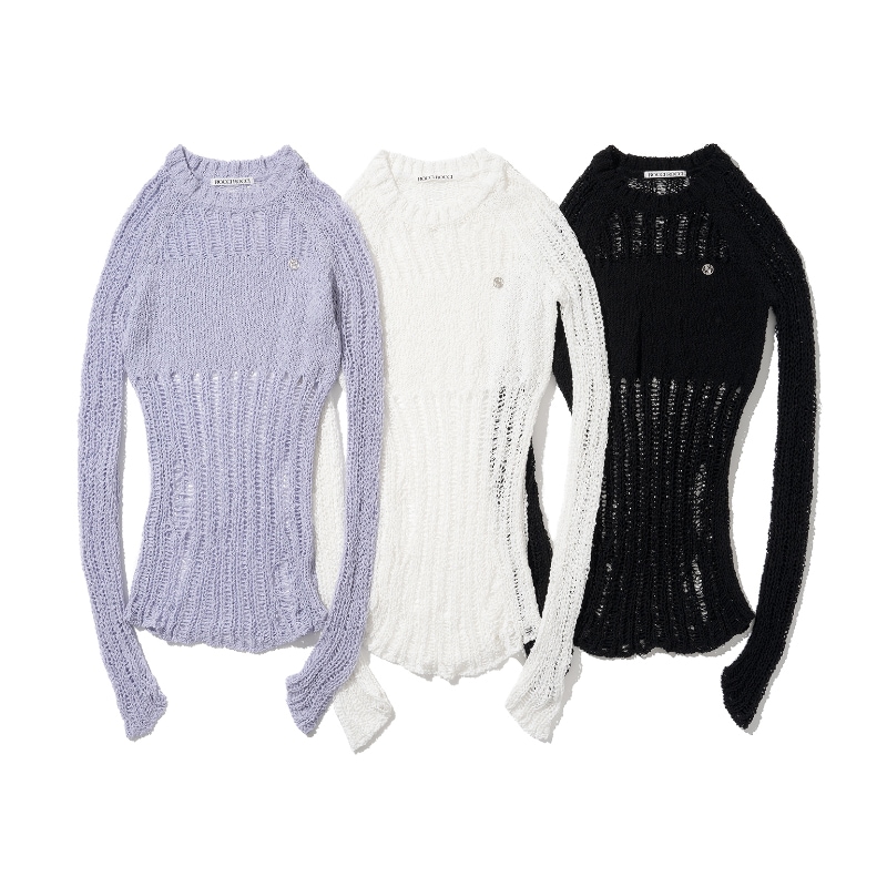 [IVE リズ 着用] Damage Knit Top 3color 韓国 アイドル 長袖 レディース サマー おしゃれ 15,045円