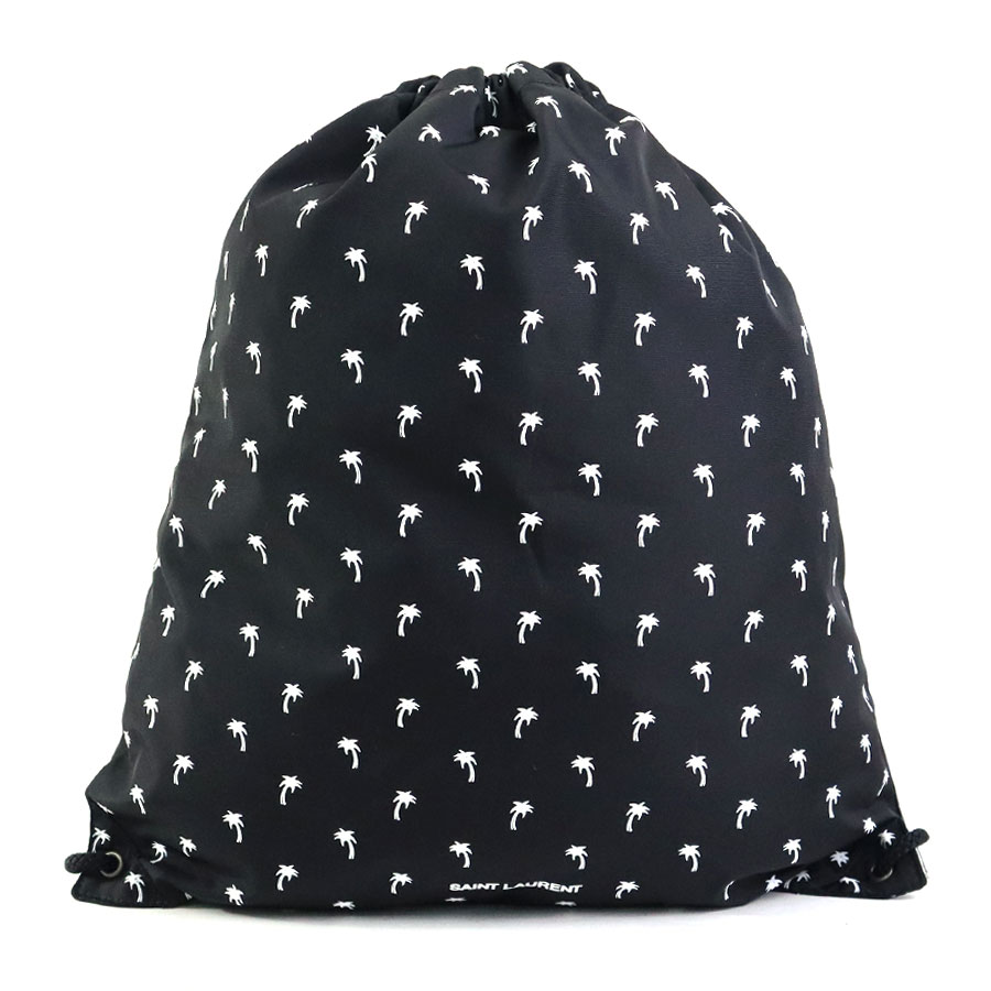 サンローラン SAINT LAURENT リュック ナップサック ナイロン ブラック×ホワイト ユニセックス h31162g