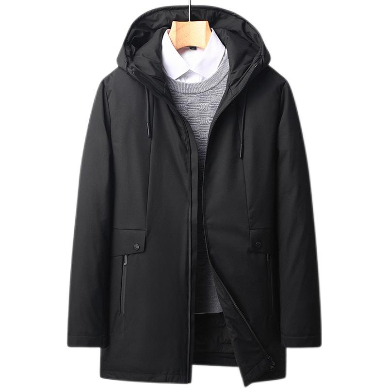 メンズ 人気モデルで着まわし力に優れたシームレスダウンコート ビジネス 通勤 防寒対策 仕事 防風 保温 フード付き シームレスシンプル 無地