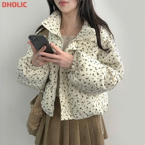 フラワーコーデュロイ中綿ジャンパー