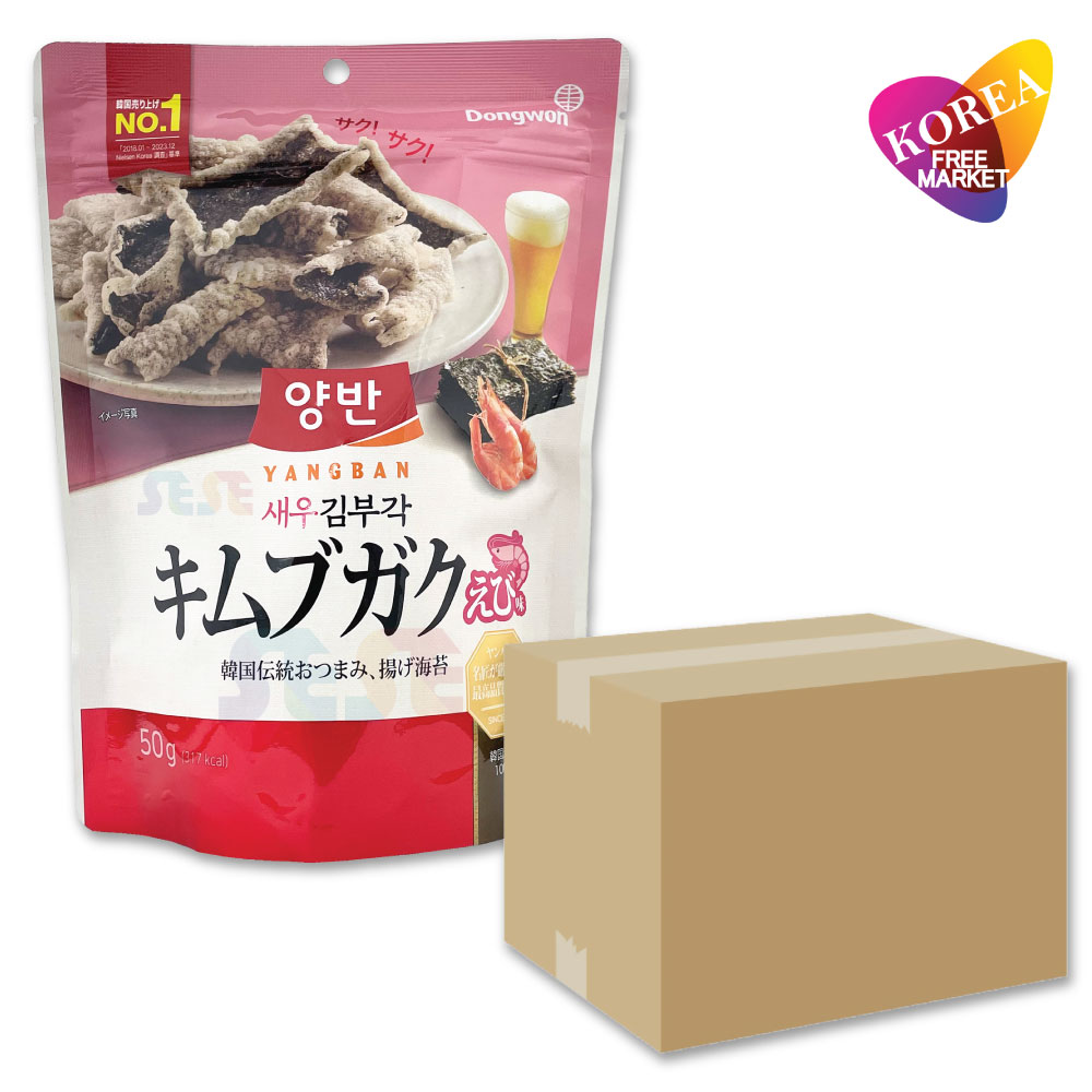 ヤンバン キムブガク (のり天) えび味 1BOX 16袋 50g / 韓国海苔 韓国食品 東遠ジャパン ドンウォン 両班 ニンニク キムプガク