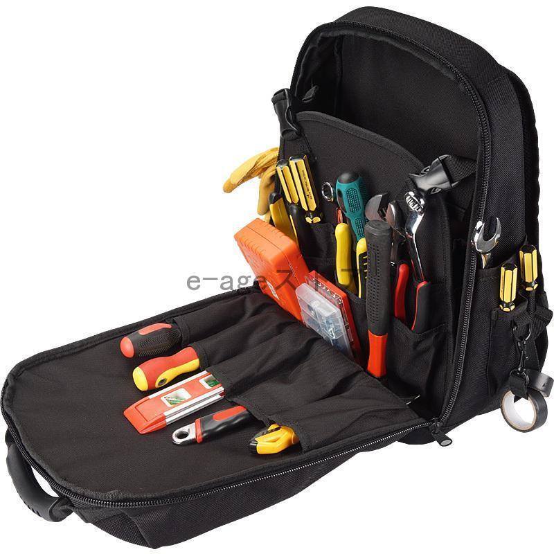 ツールバッグ 工具リュック リュックサック バックパック 底部補強 作業カバン 作業用バッグ 大容量 持ち運びやすい 工具収納 耐摩耗 工具整理