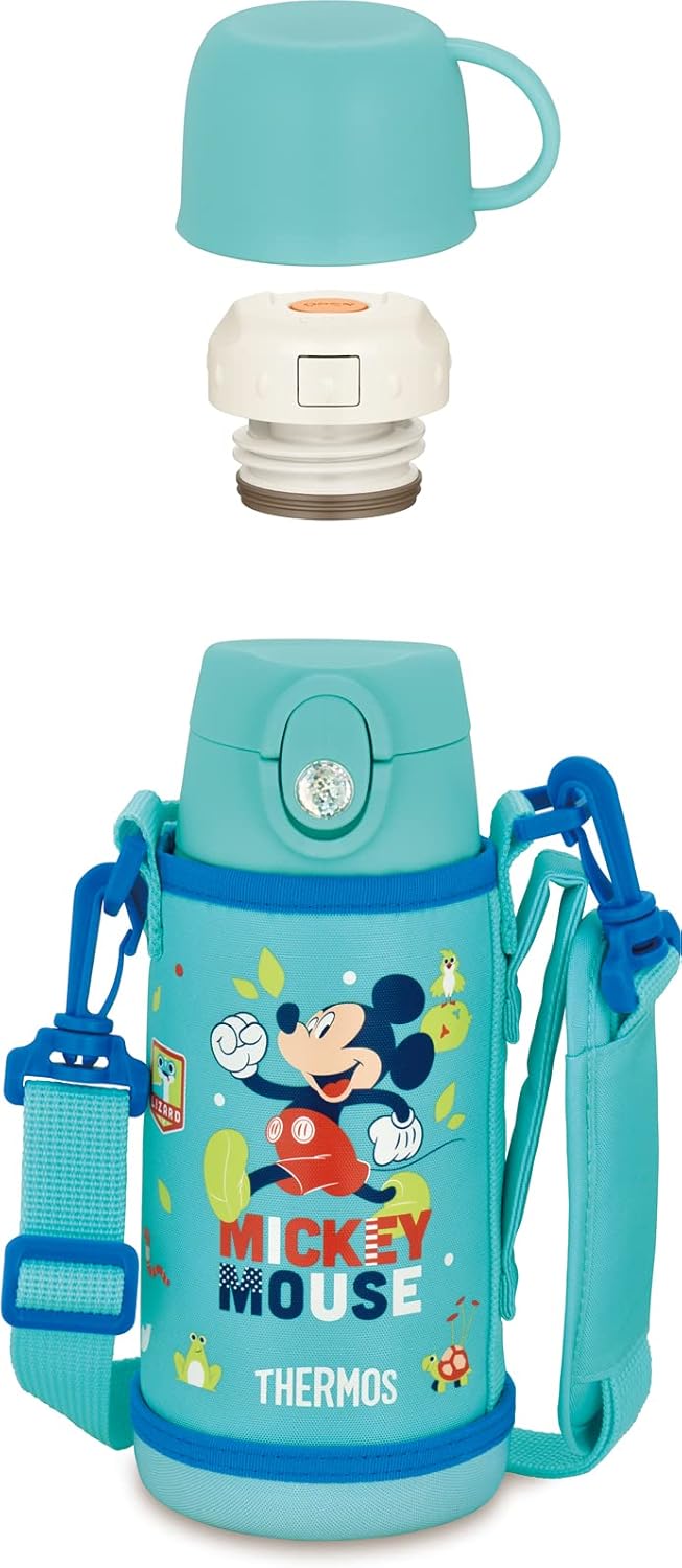 サーモス 水筒 真空断熱2ウェイボトル 0.6L/0.64L ミッキー ミントブルー ストロー コップ 子供用 通園通学 FJO-601WFDS MBL