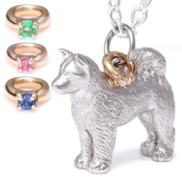 SV K10 誕生石 秋田犬 ネックレス 犬 楽ギフ_包装