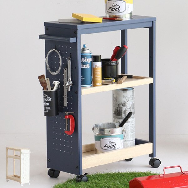 ワゴン 幅22cm キャスター付き キッチンワゴン アレンジ 取っ手つき 有孔ボード付き 収納