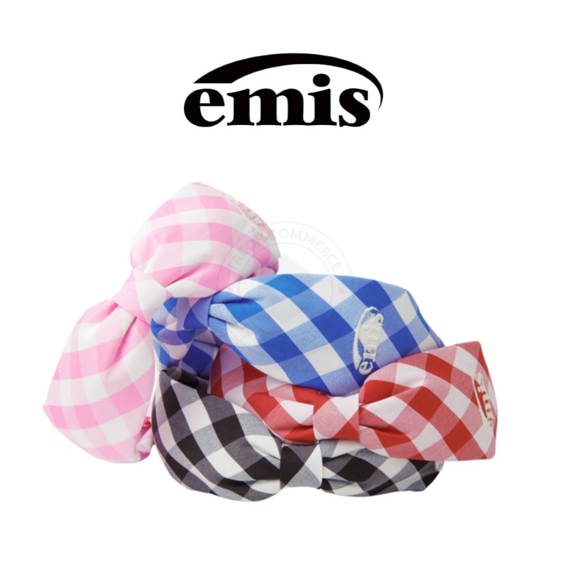 GINGHAM CHECK RIBBON HAIRBAND 正規品認証のご ギンガムチェック リボンヘアバンド [4カラー]・ヘアゴム・シュシュ・エミス