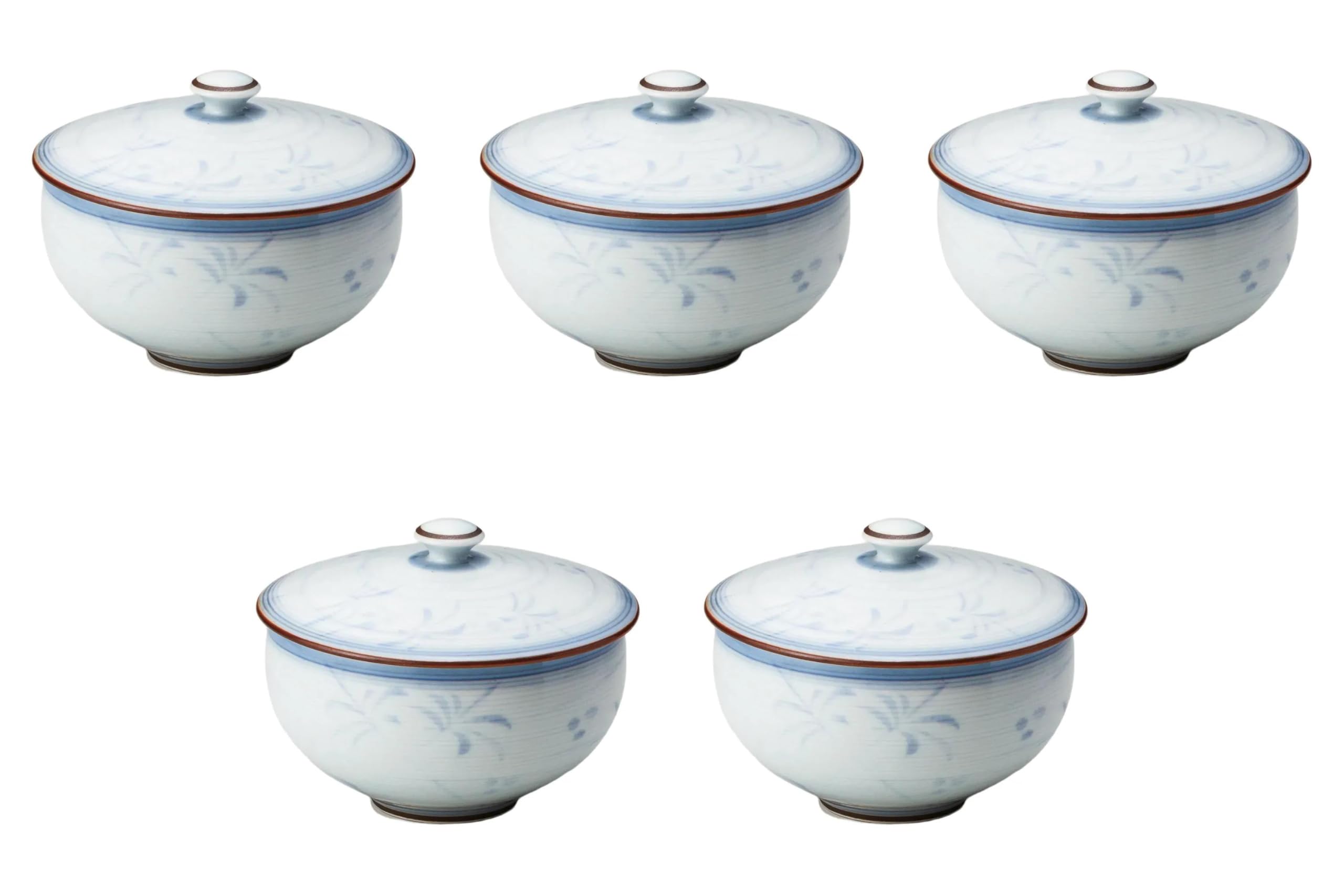 5個セット 内外草花蓋付汲出 [ 9.5×8(170) ] 蓋付煎茶（有田焼） 有田焼 セトモノホンポ(Setomonohonpo)