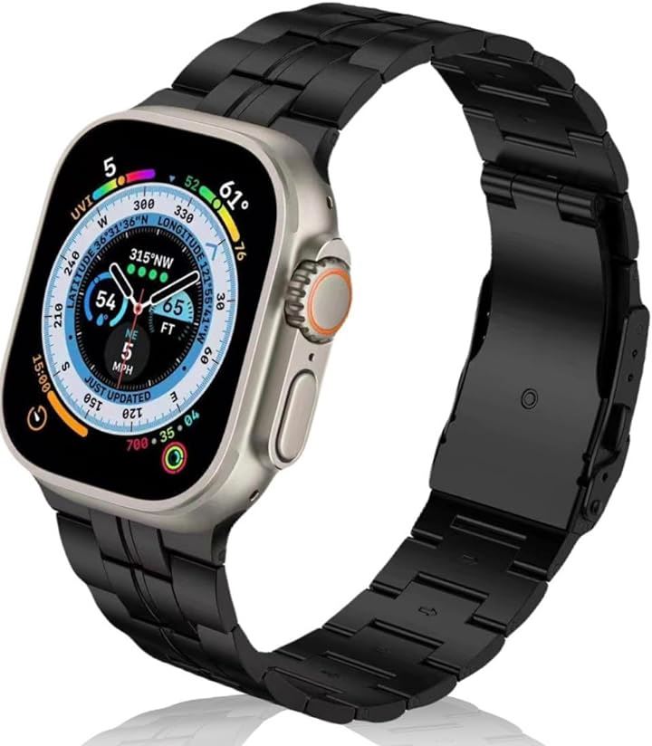 Apple watch バンド Ultra 3/2/1 対応 49mm Series 10/9/8/7/6/5/4/SE 46/45/44mm おしゃれ アップルウォッチ(ブラック)