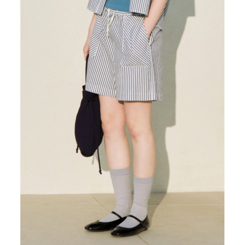 COVERNAT 女性用ストライプボクサーショーツネイビー