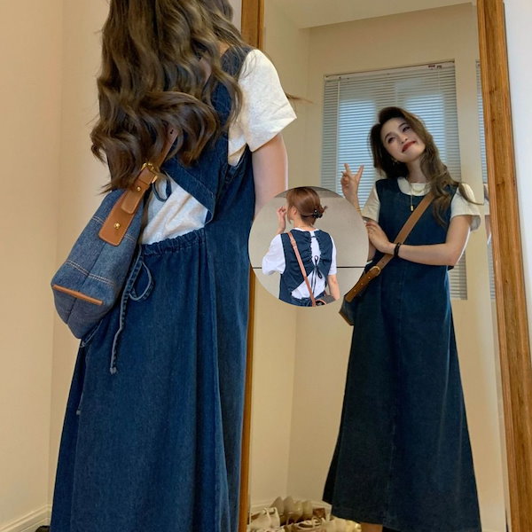 Qoo10] 新作 夏 デニムワンピース ノースリーブ