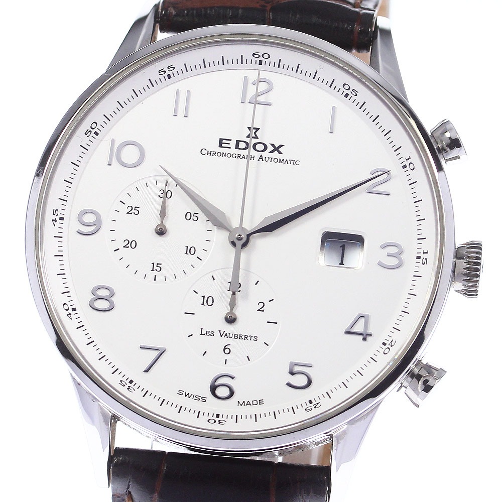 エドックス EDOX 91001 レヴォベール クロノグラフ デイト 自動巻き メンズ 良品 _737492【中古】
