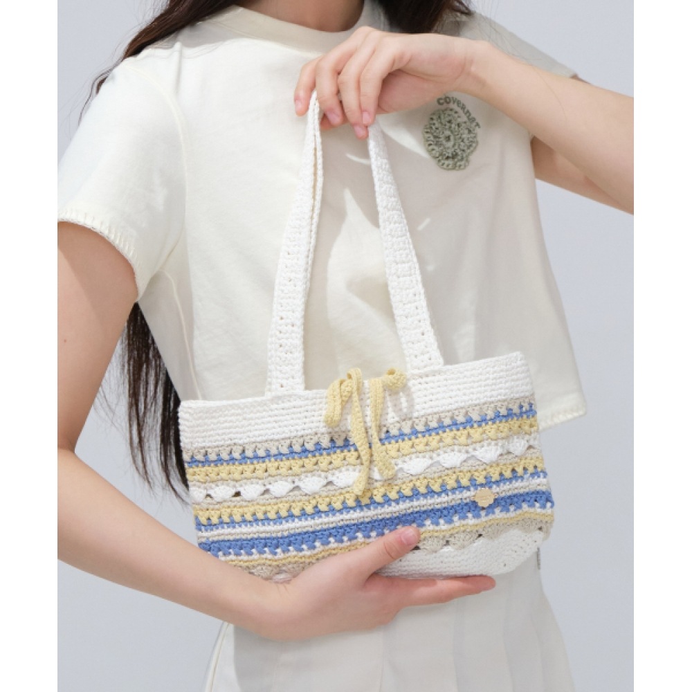 COVERNAT WOMAN クローバーハートニットトートバッグアイボリー