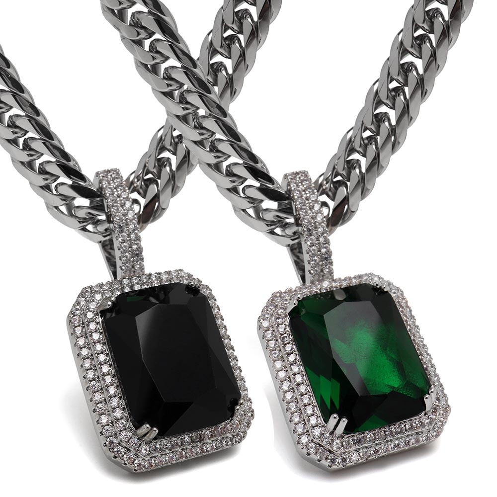 ステンレス 大粒ストーンのブリンブリンネックレス 2色 50cm 60cm [n1134]