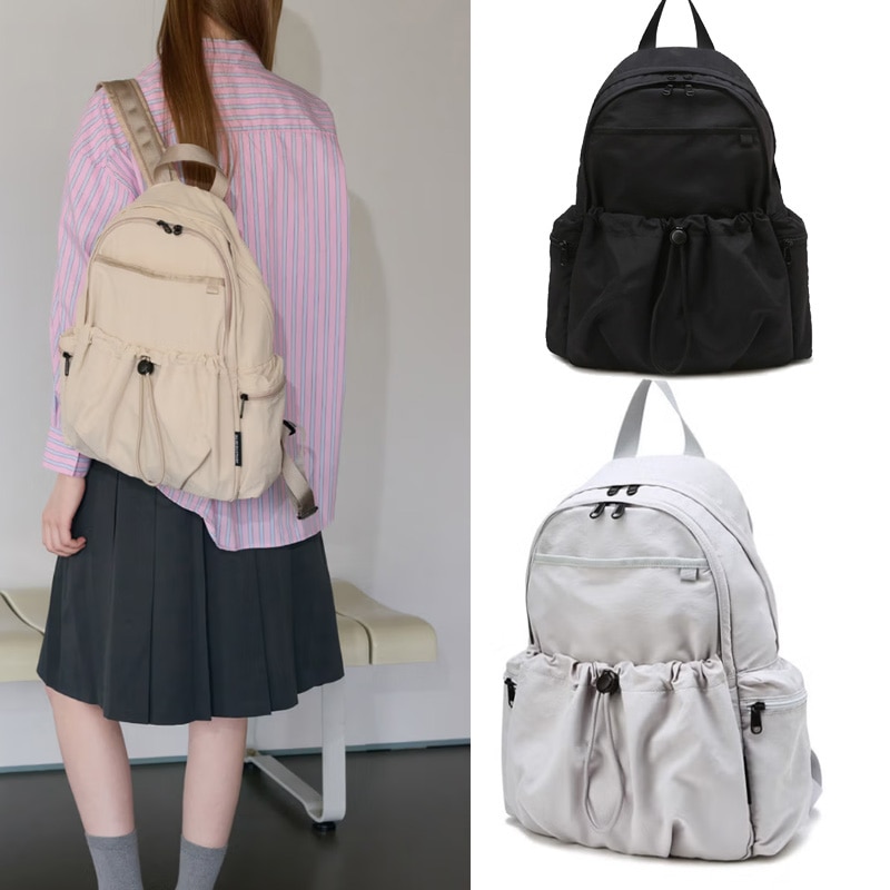 [ジョーダン]グレー/ブラックストリングバックパック/トレンディデザイン/様々な収納/ノートブック収納)