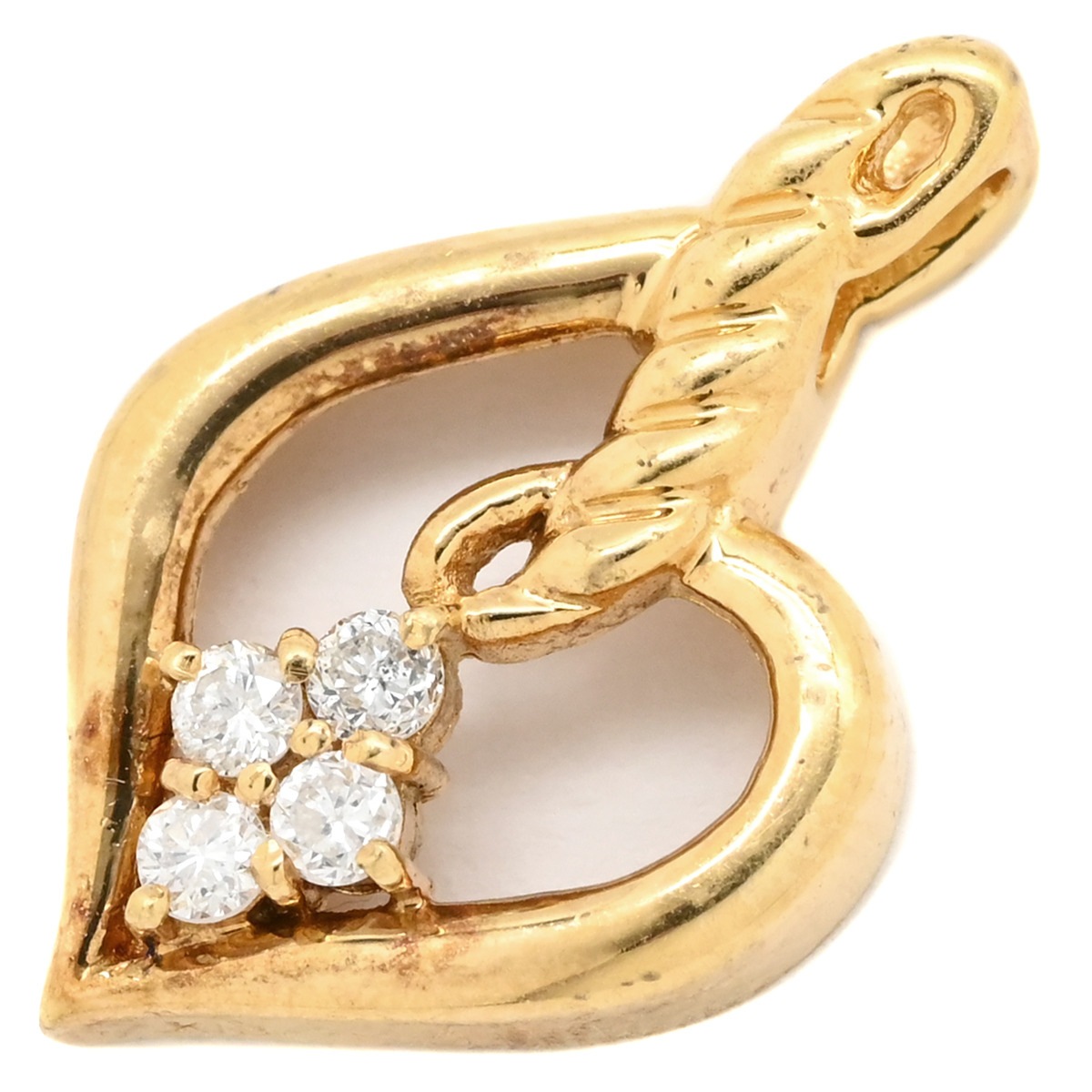 ペンダントトップ ダイヤ K18YG ダイヤモンド イエローゴールド 4Pダイヤ 4粒 ネックレストップ 【中古】