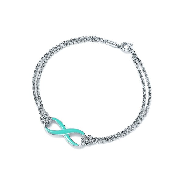 ティファニー TIFFANY ブレスレット スターリングシルバー ティファニーブルー エナメル インフィニティ ダブル チェーン スモール