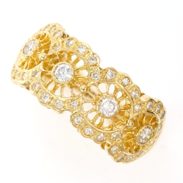 K18 18金 YG リング 指輪 14号 ダイヤ 0.36 カード鑑別書 ジュエリー 中古