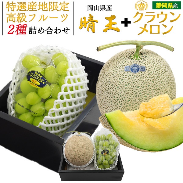 シャインマスカット晴王 クラウンメロンセット 高級フルーツ2種詰め合わせ 冷蔵便